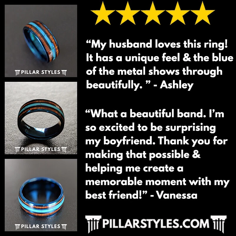 Anillo de meteorito anillo de madera de koa de 8 mm anillo de boda para hombre anillo de tungsteno anillo de madera Foto 4 de 4