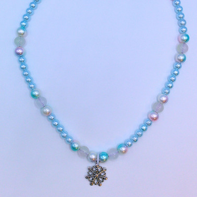 Handmade Sasha's Ski-Lodge Beaded Snowflake Charm Necklace