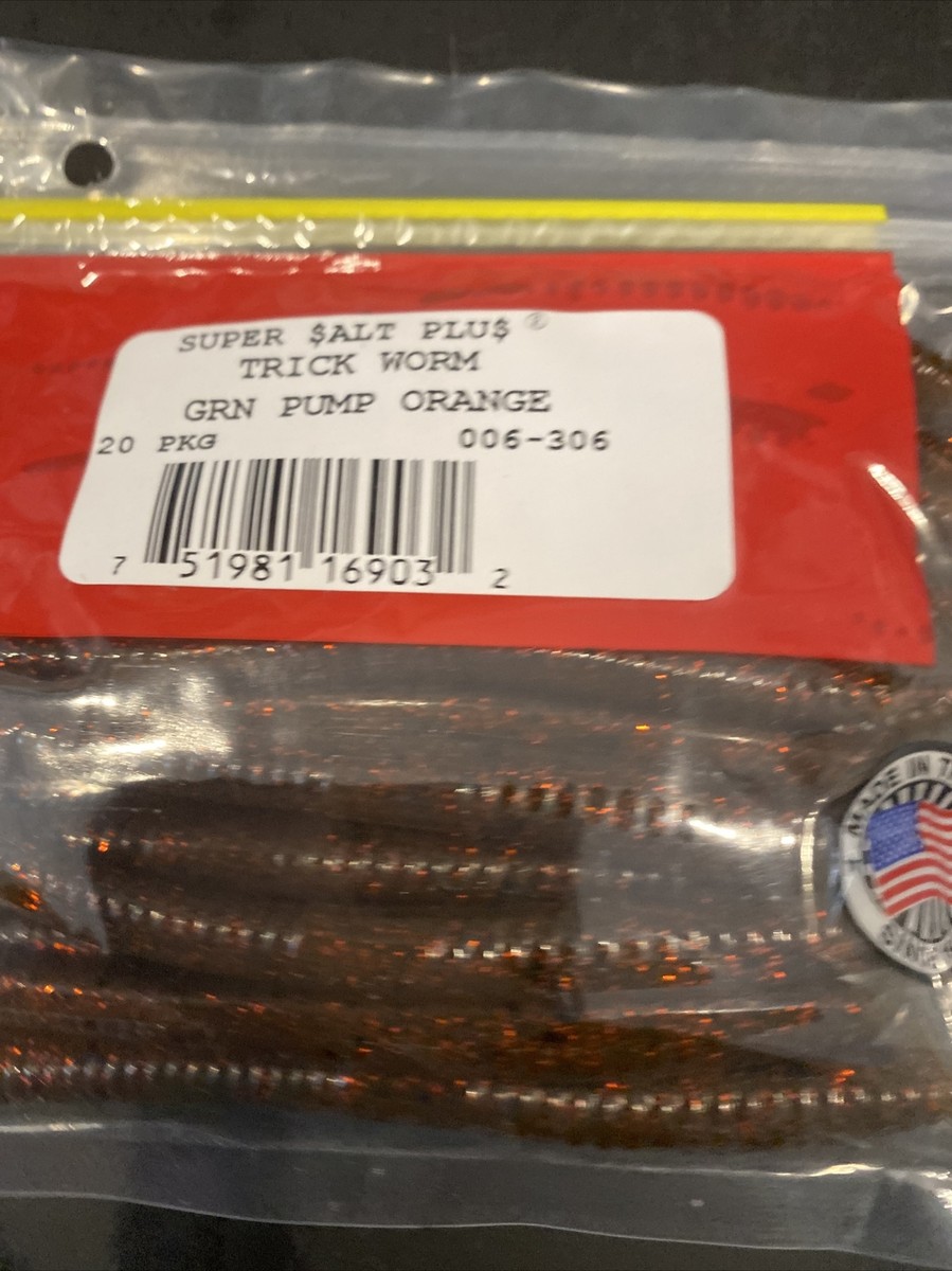 Zoom Original Trick Worm 6 1/2” Green Pumpkin Orange Glitter | eBay