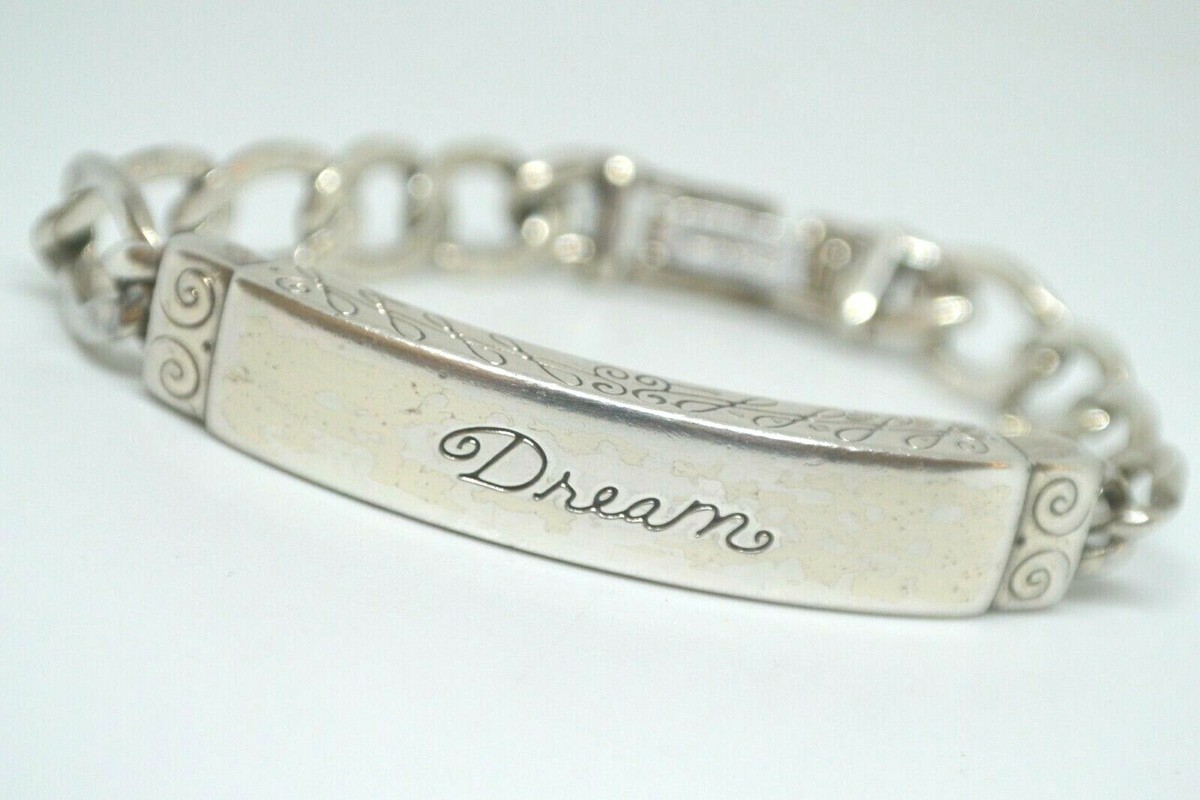 Brighton DREAM ID Etched Silver Tone Bracelet | eBay