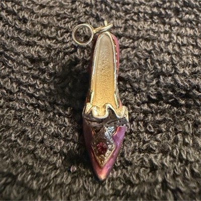 Sterling Silver 925 Pink Enamel High Heel Shoe Charm Pendant Signed Fashion