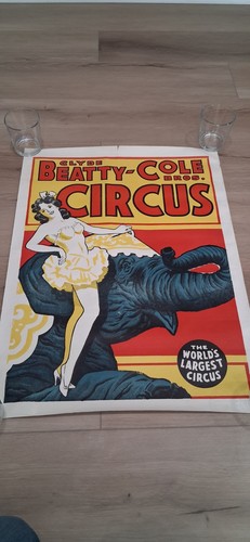 Clyde Beatty-Cole Bros. Circus Poster World's Largest Circus Elephant Performer