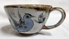 Signed Ken Edwards Pottery Bird Flower Mug Tea/Coffee Cup El Palomar Mexico #1