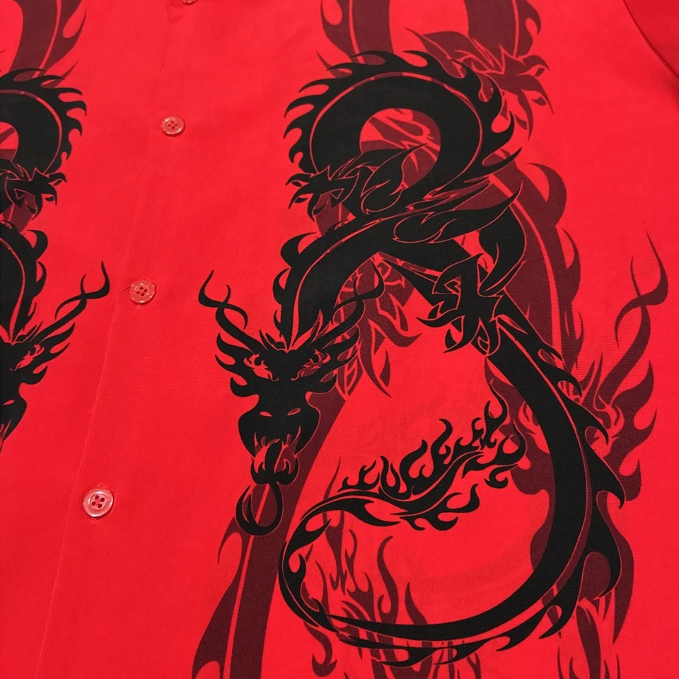 Camisa No Boundaries Dragon Para Hombre Talla XL Extra Grande Y2K Manga Corta Llamas Foto 4 de 4