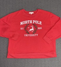 State of Mind North Pole University Christmas Sweatshirt XXL Red Reindeer Y2K