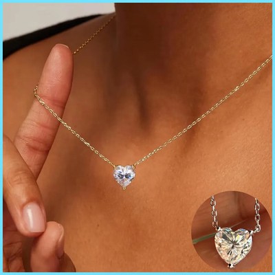 1-4Carat Heart cut Moissanite Necklaces for Women Girls S925 Sterling Silver GRA