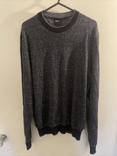 HUGO BOSS Mens Knitted Jumper Navy Blue Size UK Small P2P-21”