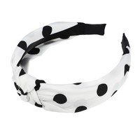 Polka Dot Haarband, Knoten Elastisches Knoten-Haarband FüR Frauen, Weiß