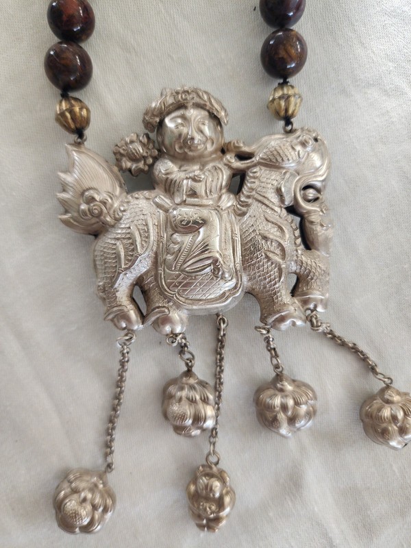 Qing Dynasty Antique Chinese Silver Oilin Pendant