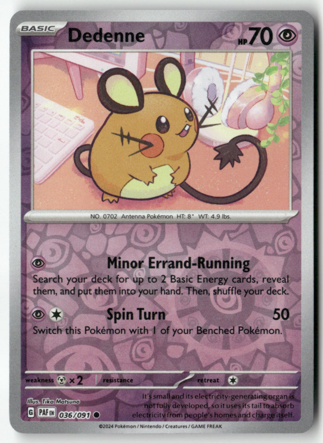 Dedenne Common SV: Paldean Fates 036/091 NM