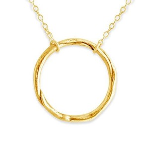 Authentic Azaggi Gold Plated Necklace Large Karma Ring Circle Spiritual Pendant Jewelry