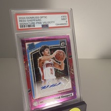 2024 Donruss Optic Pink Velocity Prizm 50/79 Reed Sheppard PSA 9 Rookie Auto RC