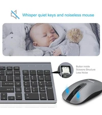LeadsaiL Wireless Keyboard and Mouse Combo, Compact, Silent Desktop, PC Gray