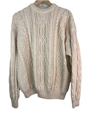 Pure Stuff XL Cream 100% Cotton Cable Knit Fi...