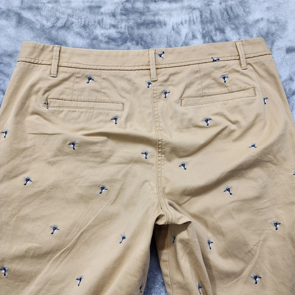 Talbots Pants Womens 10 Tan Blue Embroidered Birds Relaxed Chino Mid Rise Ankle - Image 4 of 4