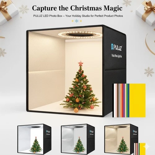 PULUZ 40x40cm LED Light Box Photo Tent Dimmable Photography Studio Shooting UK