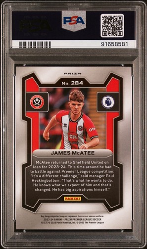 Panini Prizm 2023-24 Premier League #284 James McAtee Genesis PSA 10 Pop 1 - Bild 2 von 3