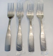 (4) NEW Dash of That AARON SATIN Stainless Salad Forks~China