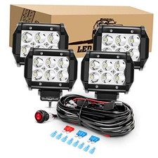4PCS 18W LED Pods Spot Light Bar Fog Light 4Pcs LED Pods Wiring Harness