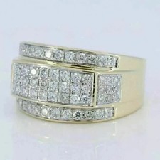 Men's Band Ring 2Ct Round Cut Lab Created Diamond 14K Yellow Gold Plated