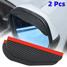 2 Piece Carbon Fiber Black Mirror Rain Visor Guard For Car Auto Accessories