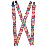 `Suspenders - 1.0`` - Happy Cupcakes/Dots Pink/Green` (Us Import) ACC NEU