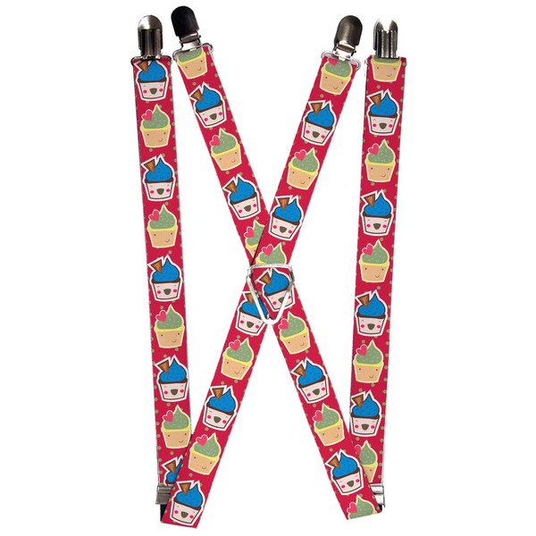 `Suspenders - 1.0`` - Happy Cupcakes/Dots Pink/Green` (Us Import) ACC NEU-image