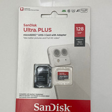 SanDisk Ultra PLUS 128GB microSDXC UHS-I Class 10 Card w/ Adapter, Waterproof