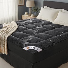 Mattress Topper   Viscose Made from Bamboo, Cooling Soft Queen Dark Gray