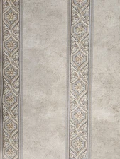 Beige and Blue Ornamental Stripe Wallpaper - Hemisphere - Wallquest - DL80902