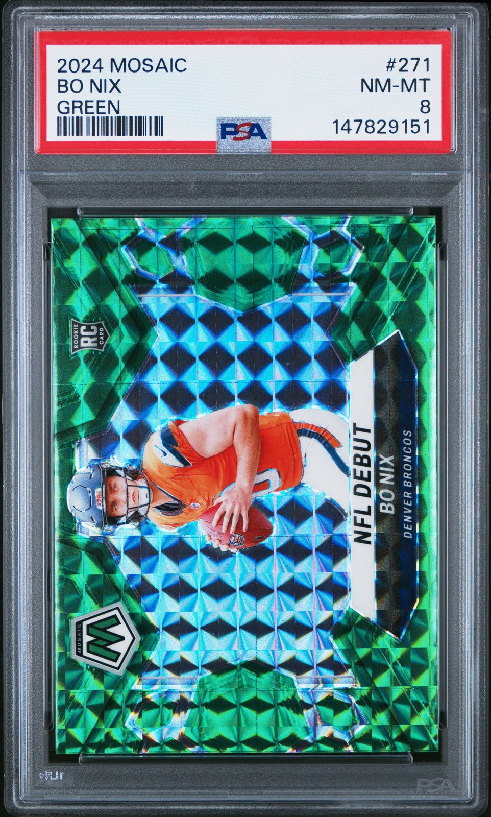 2024 PANINI MOSAIC GREEN #271 BO NIX PSA 8