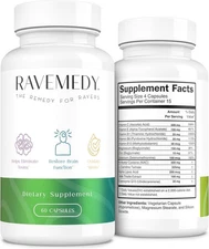 Rave Recovery Party Aid & 5 HTP Alternative - Neurotoxicity Protection - 60ct.