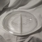 Vintage Pyrex White Divided  Casserole Dish 1063 With Golden Scroll Lid 945C