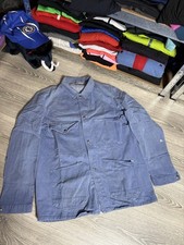 Vintage 80s French Work Jacket WORKER Blue Men Size 54 Rare