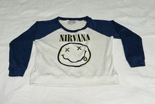 Cotton On Nirvana 2012 Sweat Shirt Sz Large White  Blue Grunge Rock READ 