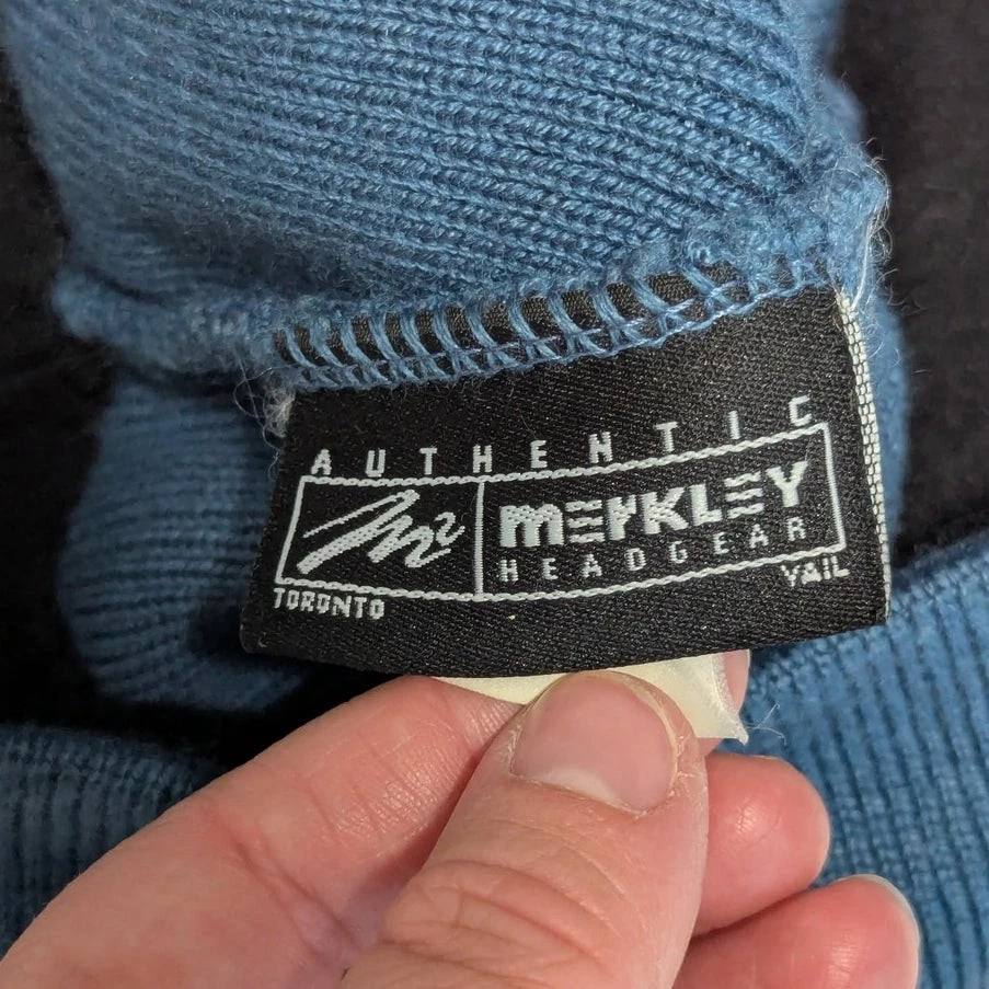 Vintage Y2K Merkley Headgear A Racers Edge Beanie Blue Knit Tasseled Unisex - product detail image 4