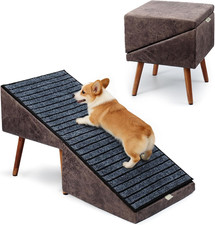 2-In-1 Dog Ramp and Stairs for Bed and Couch, 17 Inch High,Foldable Ottoman Ramp
