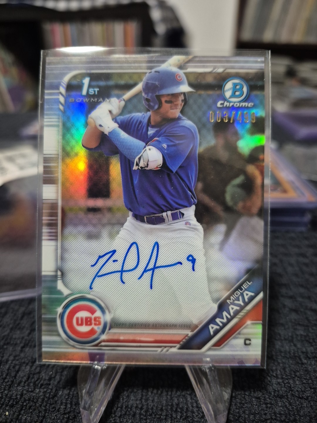 2019 Bowman Chrome Prospect MIGUEL AMAYA Auto Refractor /499 Chicago Cubs Rookie