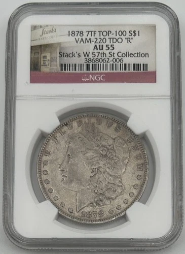 1878 7TF Rev of 79 Morgan Dollar VAM 220 TDO "R" Stacks W. 57th NGC AU55 Top 100