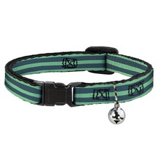 Cat Collar Breakaway with Bell Stripes Pastel Green/Olive NARROW Fits 8.5-12"