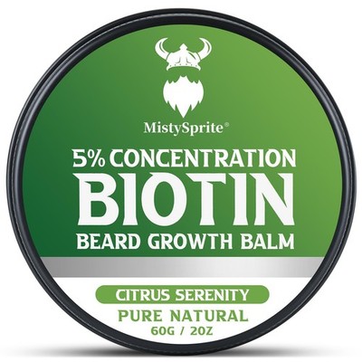 5 Concentration Biotin Beard Balm for Men  Conditioning Beard Wax - Made with...