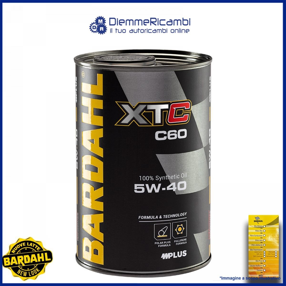 Kit 1 LT OLIO MOTORE BARDAHL XTC C60 5W-40 RACING & SPORT LINE + Tagliandino 1lt