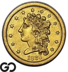 1838 Gold Quarter Eagle, $2.5 Classic Head, Choice BU++, RARE Early Gold Piece!