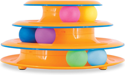 Tower of Tracks Cat Toy   3-Level Track Tower with 6 Balls, Interactive Cat Toy