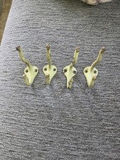 Lot Of 4  VTG Salvaged Iron Painted Brass Hat Coat Hooks Bathroom Hooks Hardware