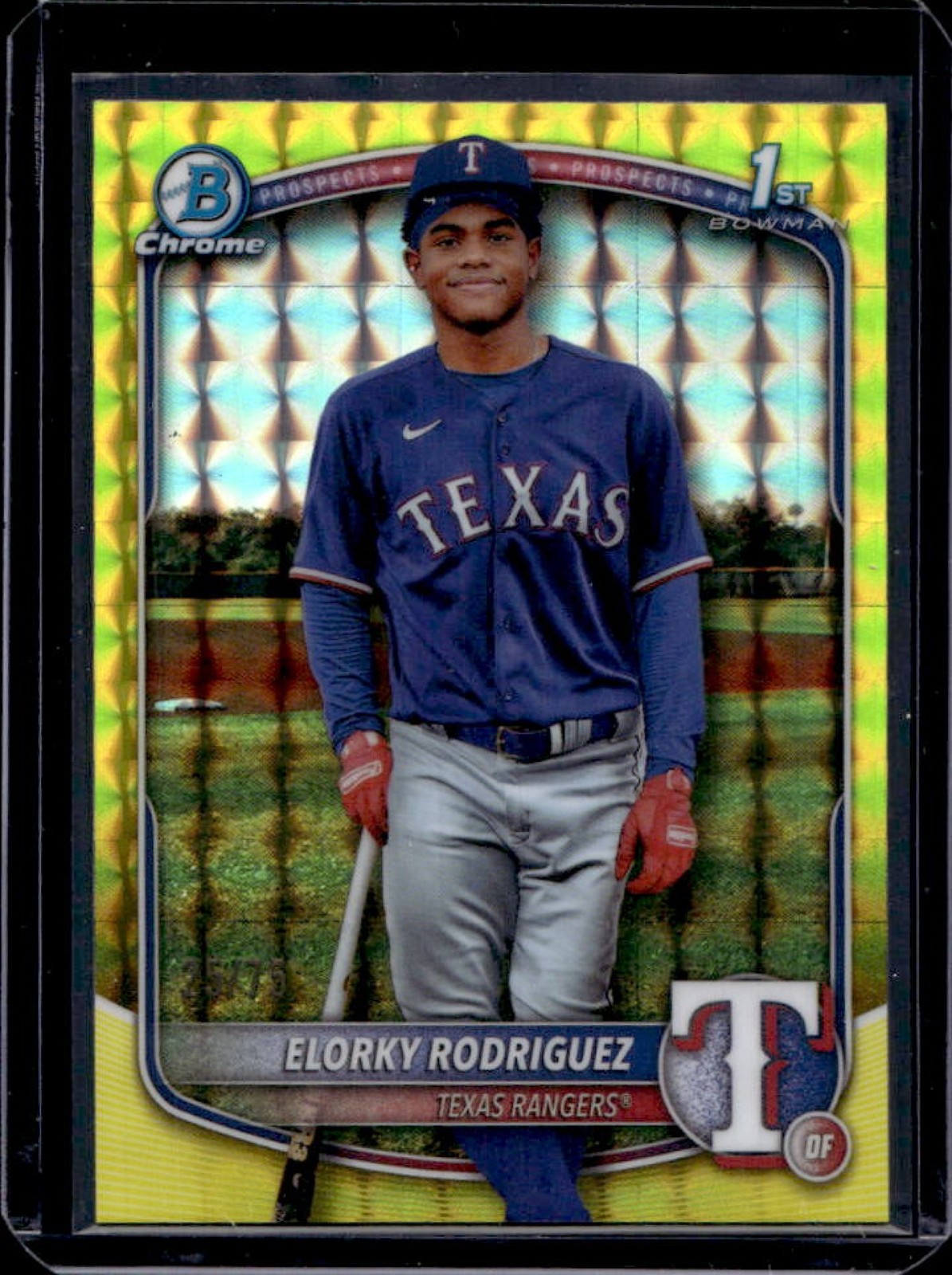 2025 Bowman Chrome Elorky Rodriguez Yellow Geometric Refractor 1st #25/75
