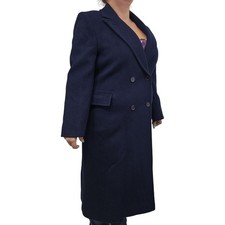 VTG Pendleton Coat Women 12 L Navy Blue 100 Virgin Wool Long USA 80s Preppy