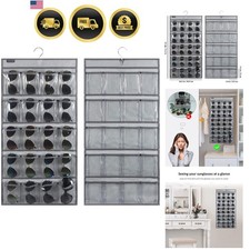 Dual Sided Hanging Sunglasses Organizer Storage Wall Mounted Eyeglasses Holde...