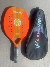Camewin Orange Carbon Beach tennis racquet racket soft EVA New in case