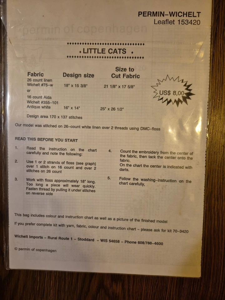 NEW 2 Permin of Copenhagen Cross Stitch Leaflet Little Cats And Little friends - Image 2 of 4